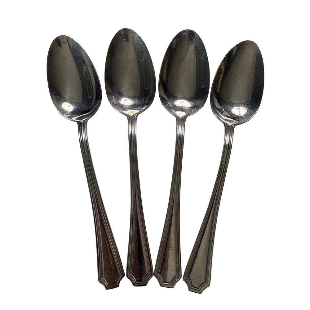 4 Wallace Silver Arlington Pattern Stainless Steel Tablespoons 7.5 Inches - Picture 1 of 4